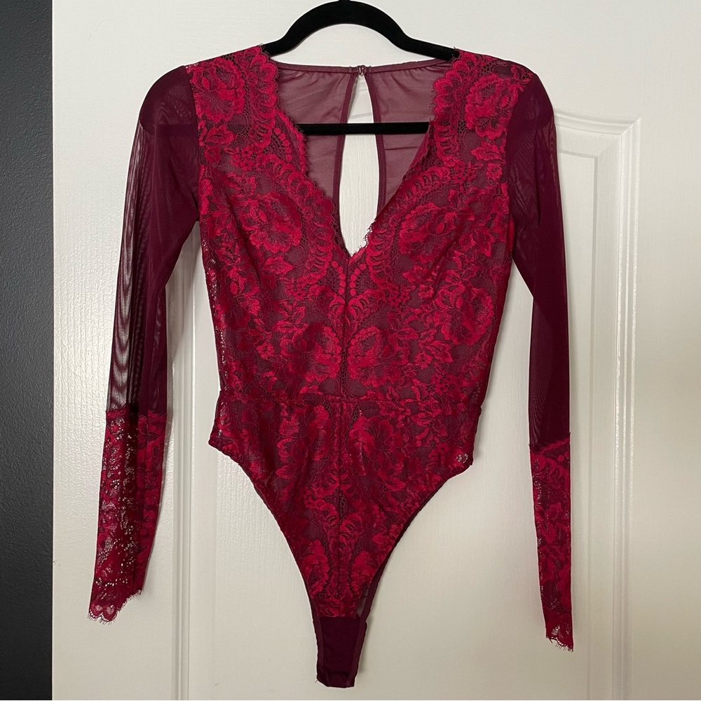 Lasenza Lace/Mesh Longsleeve Bodysuit